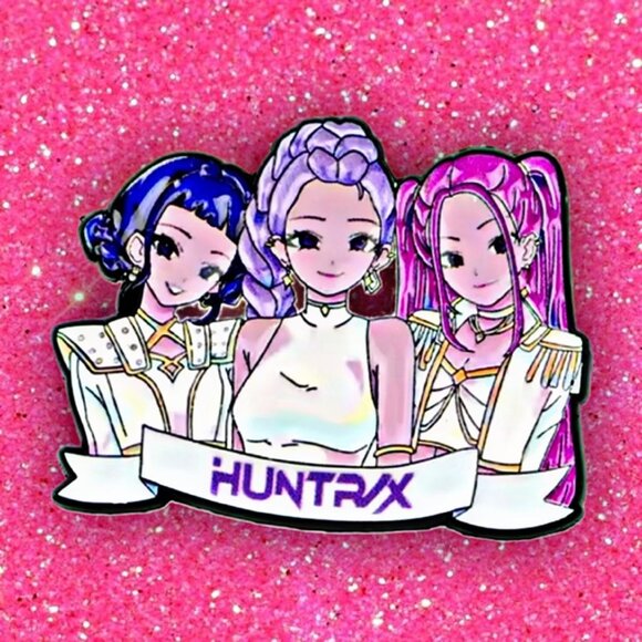 NETFLIX KPOP Demon Hunters Huntrix Idol Girl Trio Enamel Pin Anime Style - Picture 1 of 3
